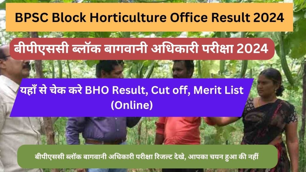 BPSC Block Horticulture Office Result 2024, Check BHO Cut off, Merit List, bpsc.bih.nic.in