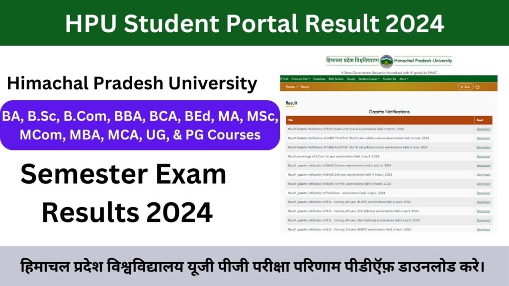 HPU Student Portal Result 2024 Released, Download UG and PG Reults Direct Link hpuniv.ac.in