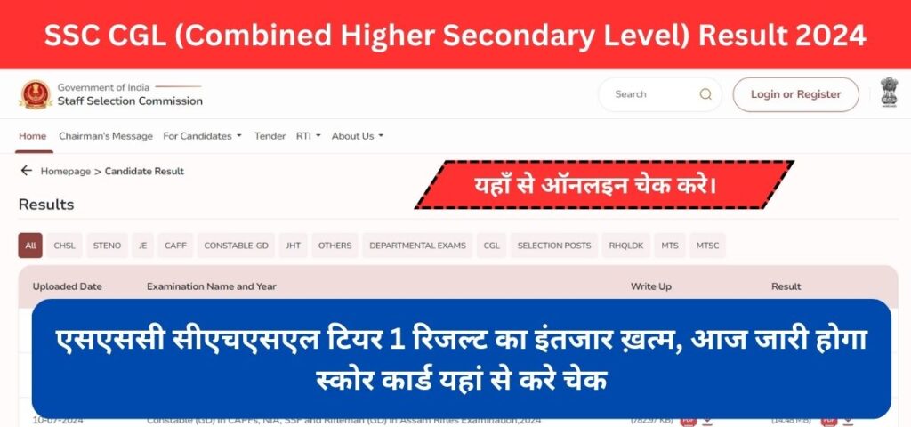 SSC CHSL Result 2024: एसएससी सीएचएसएल टियर 1 रिजल्ट का इंतजार ख़त्म, आज जारी होगा स्कोर कार्ड यहां से करे चेक