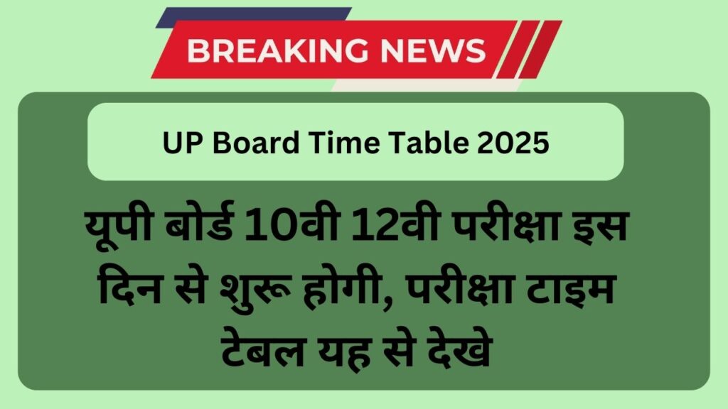 UP Board Time Table 2025: यूपी बोर्ड 10वी 12वी परीक्षा इस दिन से शुरू होगी, परीक्षा टाइम टेबल यह से देखे