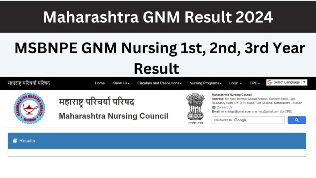 Maharashtra GNM Result 2024 1st, 2nd, 3rd Year MSBNPE GNM Nursing Result @msbnpe.org