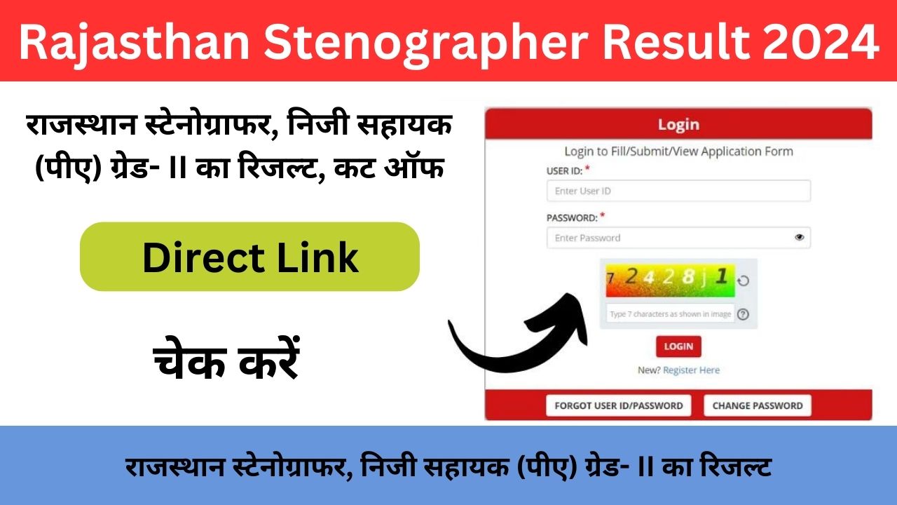 Rajasthan Stenographer Result 2024 : राजस्थान स्टेनोग्राफर, निजी सहायक (पीए) ग्रेड- II का रिजल्ट, कट ऑफ Direct Link से चेक करें