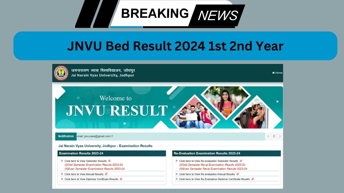 JNVU Bed Result 2024 1st 2nd Year, jnvu.co.in Bed, BA Bed, Bsc Bed, Result