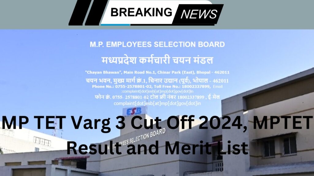 MP TET Varg 3 Cut Off 2024, MPTET Result and Merit List