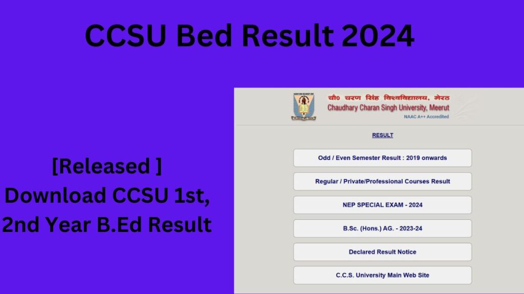 CCSU Bed Result 2024 1st, 2nd Year [Released ] Download CCSU B.Ed Result