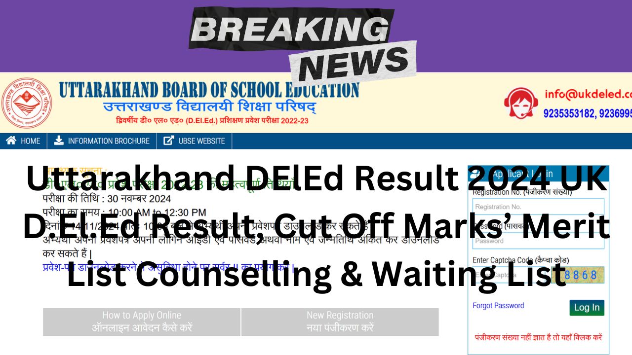 Uttarakhand DElEd Result 2024 UK D.El.Ed Result, Cut Off Marks’ Merit List Counselling & Waiting List